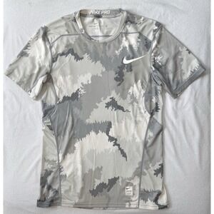 Nike Pro Hypercool Shirt Mens Medium Fitted Athletic Workout Gym Gray Camouflage